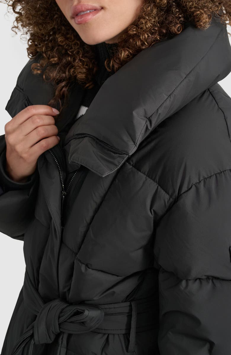 DKNY Asymmetrical Belted Water Resistant Puffer Jacket, Alternate, color, 