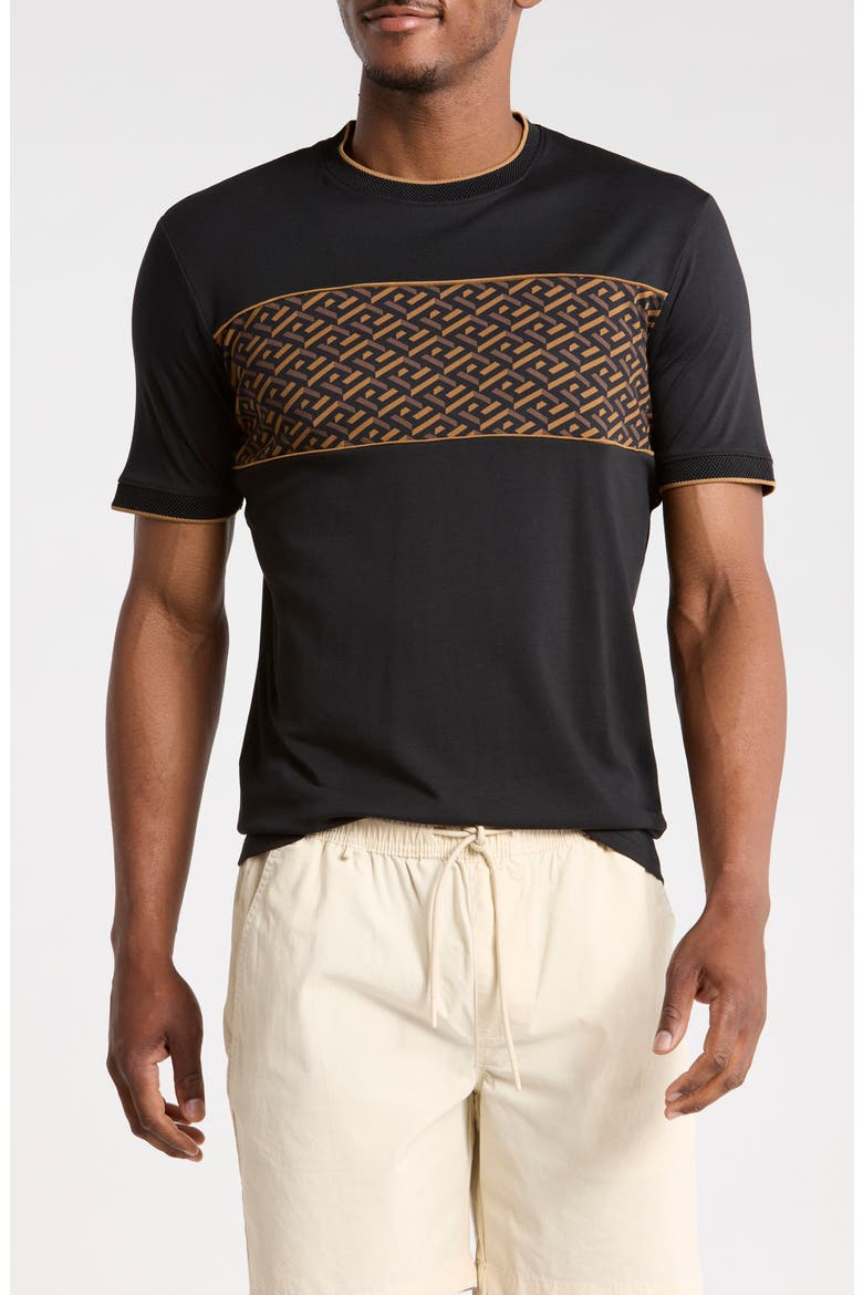 Tipped Knit T-Shirt, Main, color, BLACK