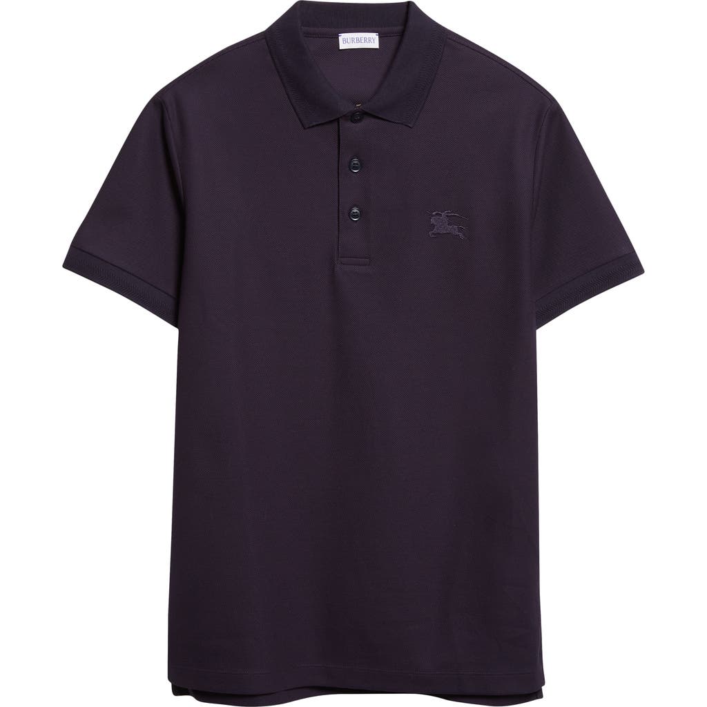 Burberry Embroidered Logo Polo Shirt In Blue