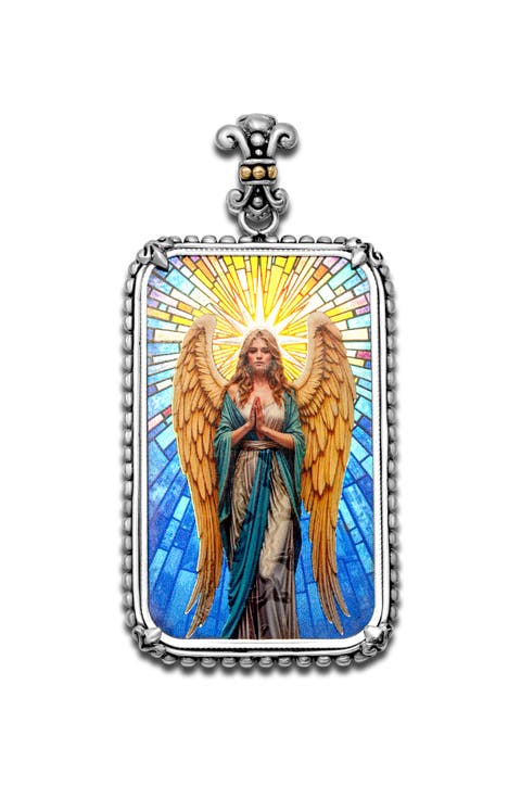 18k Gold & Sterling Silver Colorized Angel Ingot Pendant