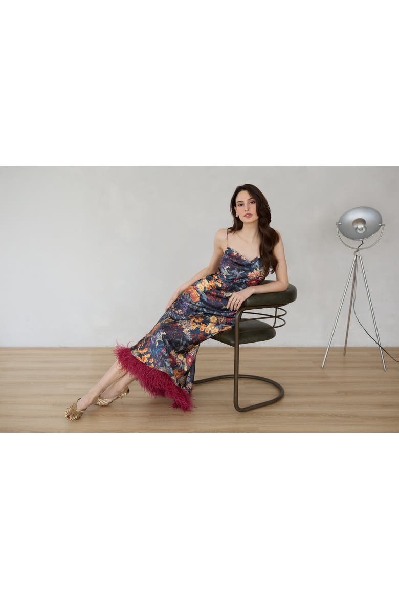 Mila Botanica Silky Feather Dress, Alternate, color, Botanical Floral