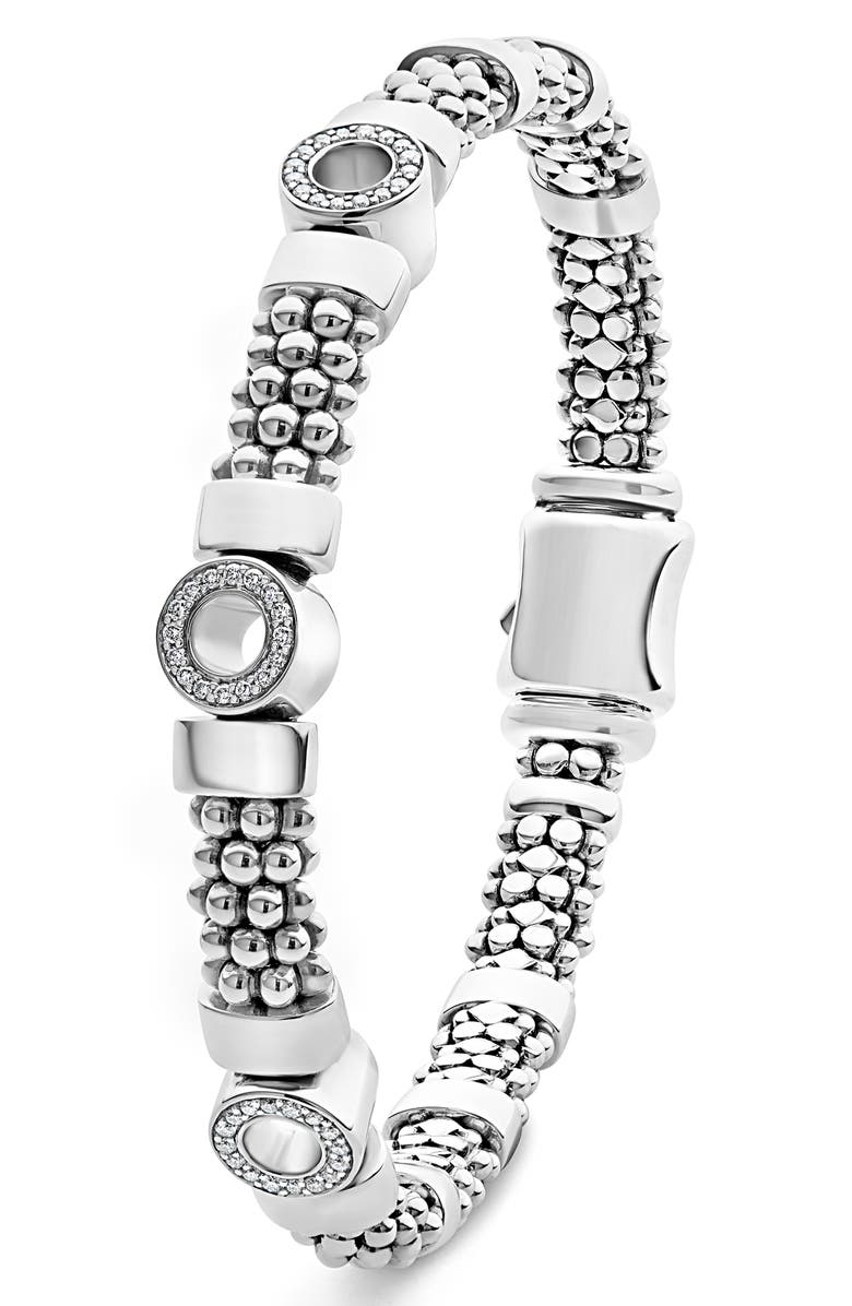 LAGOS Caviar Spark Diamond Station Rope Bracelet, Alternate, color, Silver Diamond