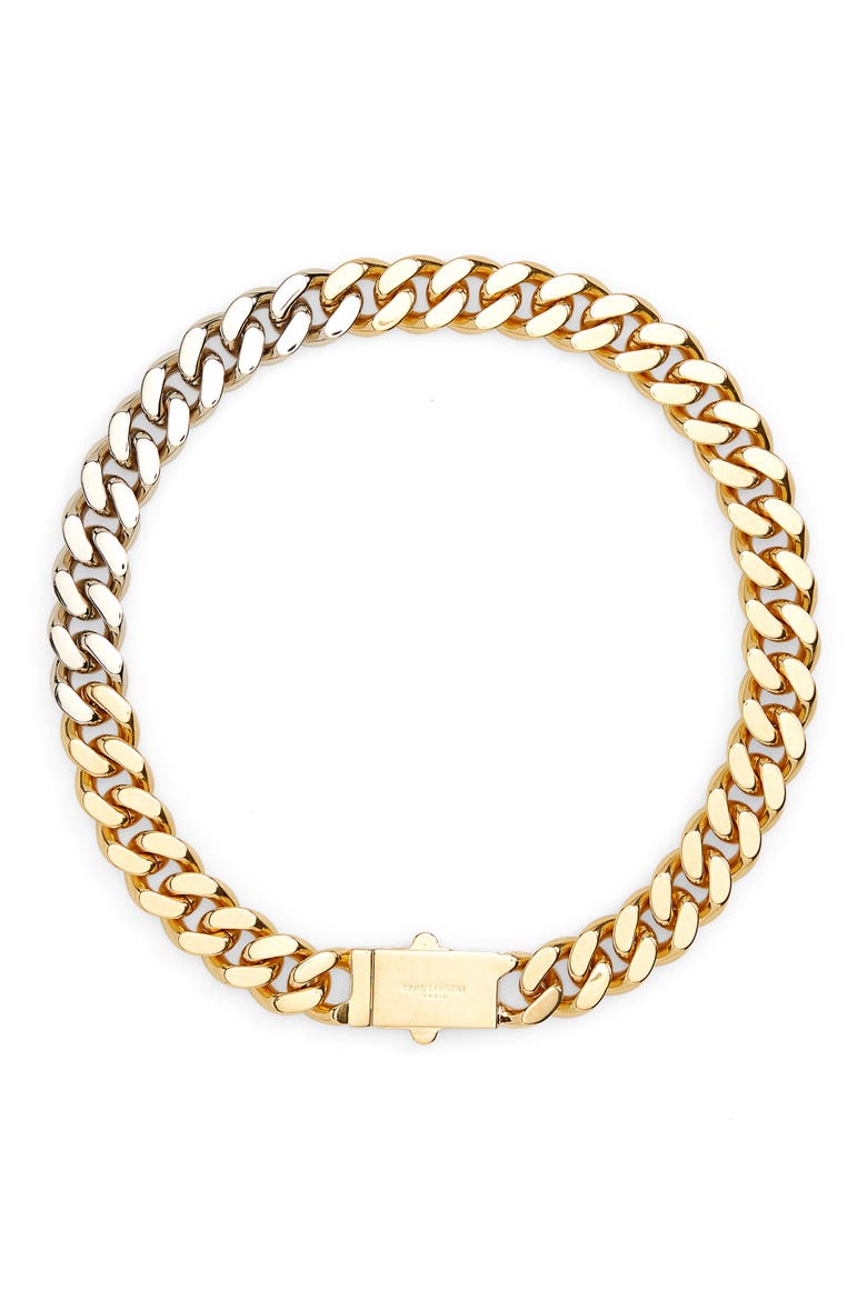 Two-Tone Cuban Chain Collar Necklace, Main, color, 8035 OR PALE/ OR LAITON