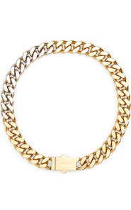 Saint Laurent Two-Tone Cuban Chain Collar Necklace