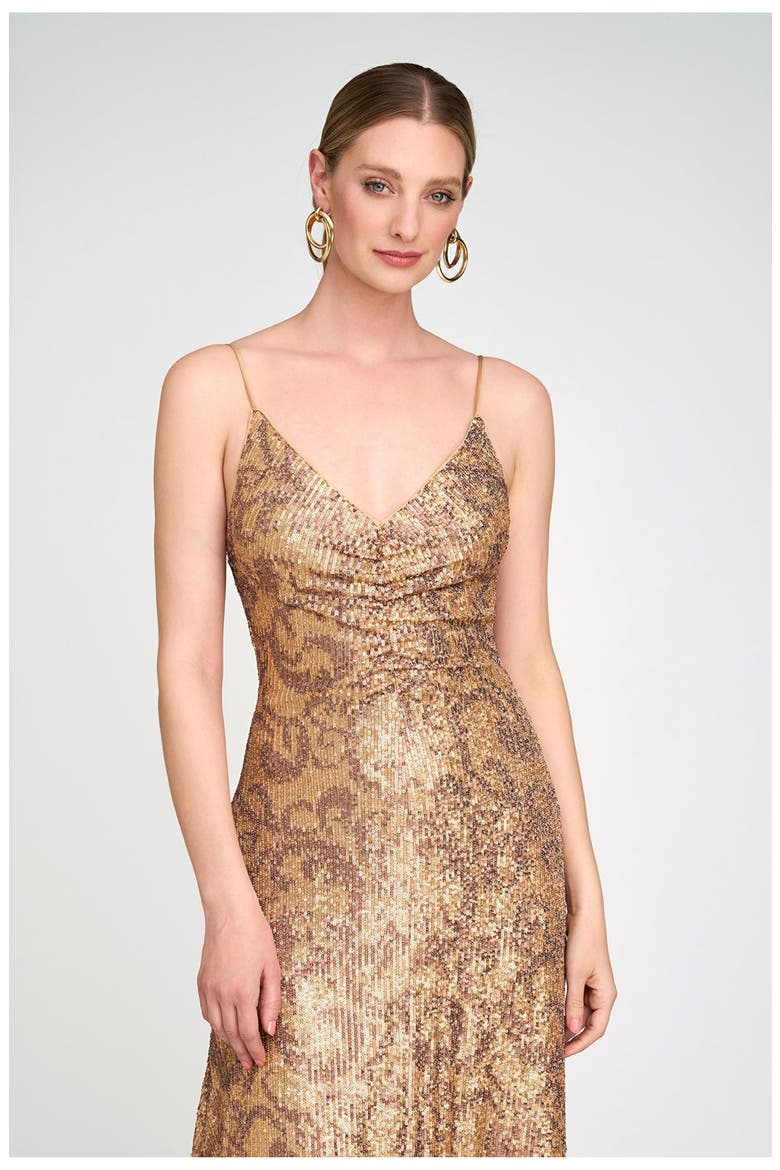 Essence Dress in Leo Sequin, Alternate, color, Gold