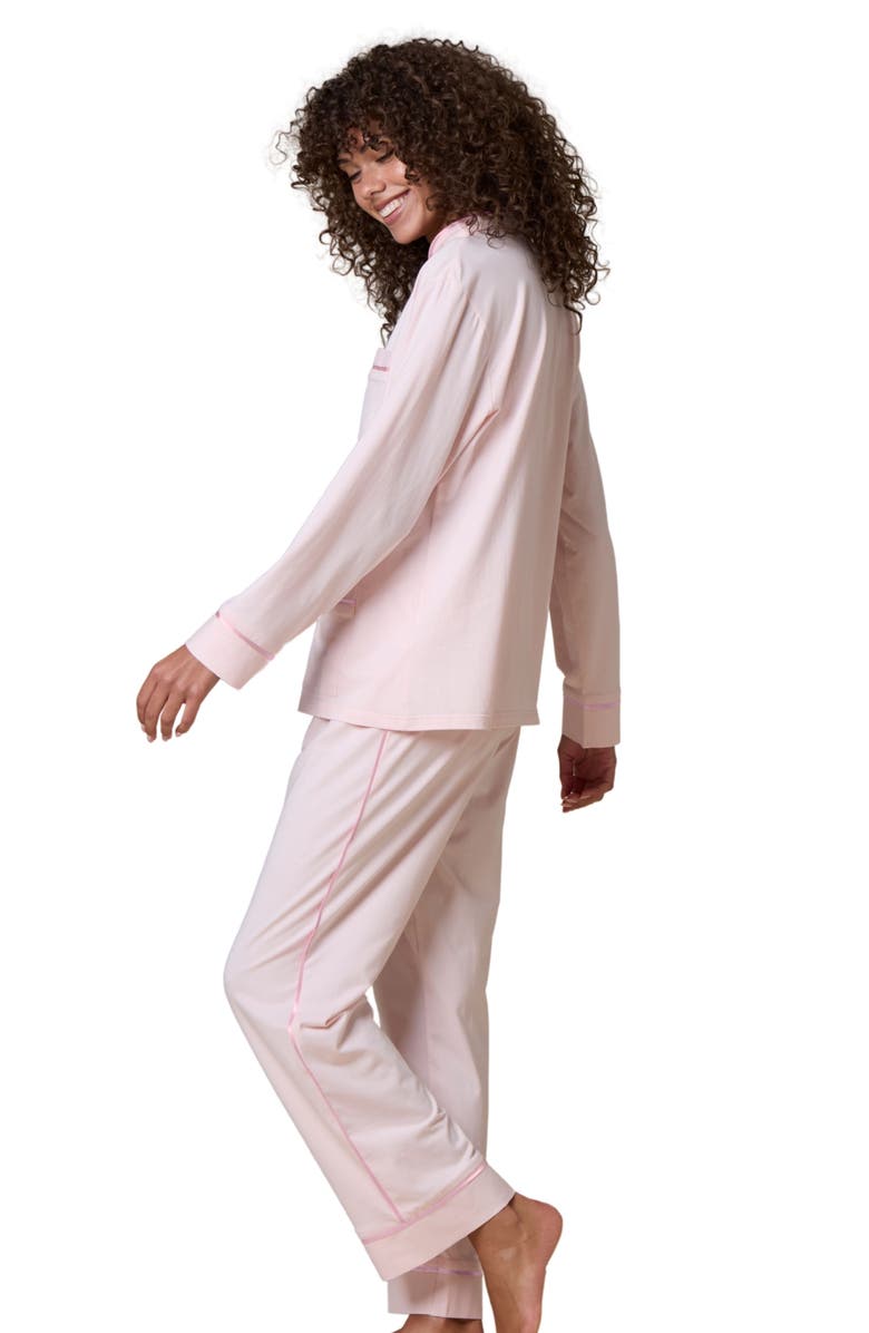 KIP Flower Button Stretch Cotton Pajama Set, Alternate, color,