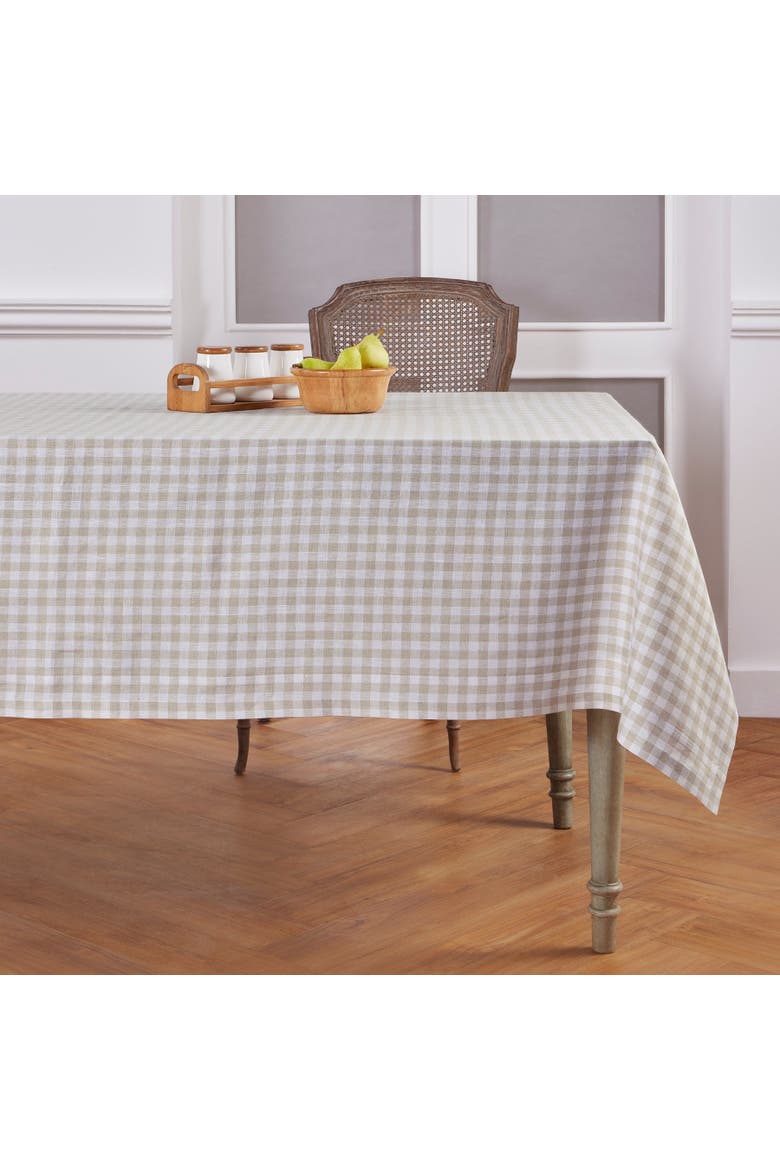 Linen Tablecloth - Gingham Check, Main, color, Natural