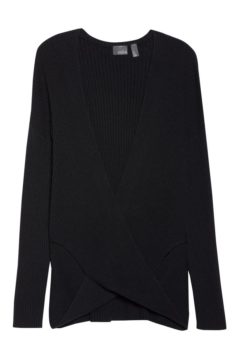 Wrap Sweater, Alternate, color, BLACK