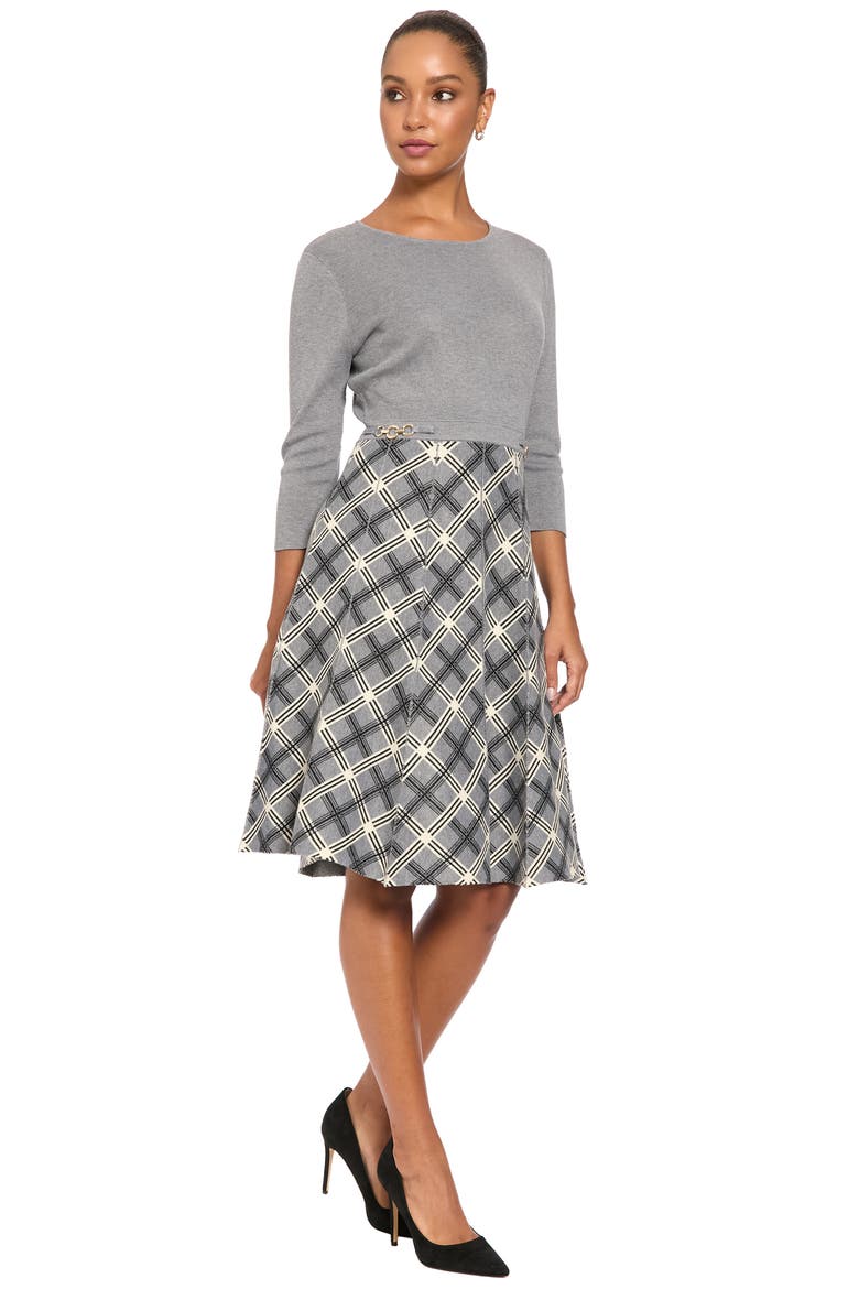 Three Quarter Sleeve Midi Dress, Alternate, color, HEATHER GREY