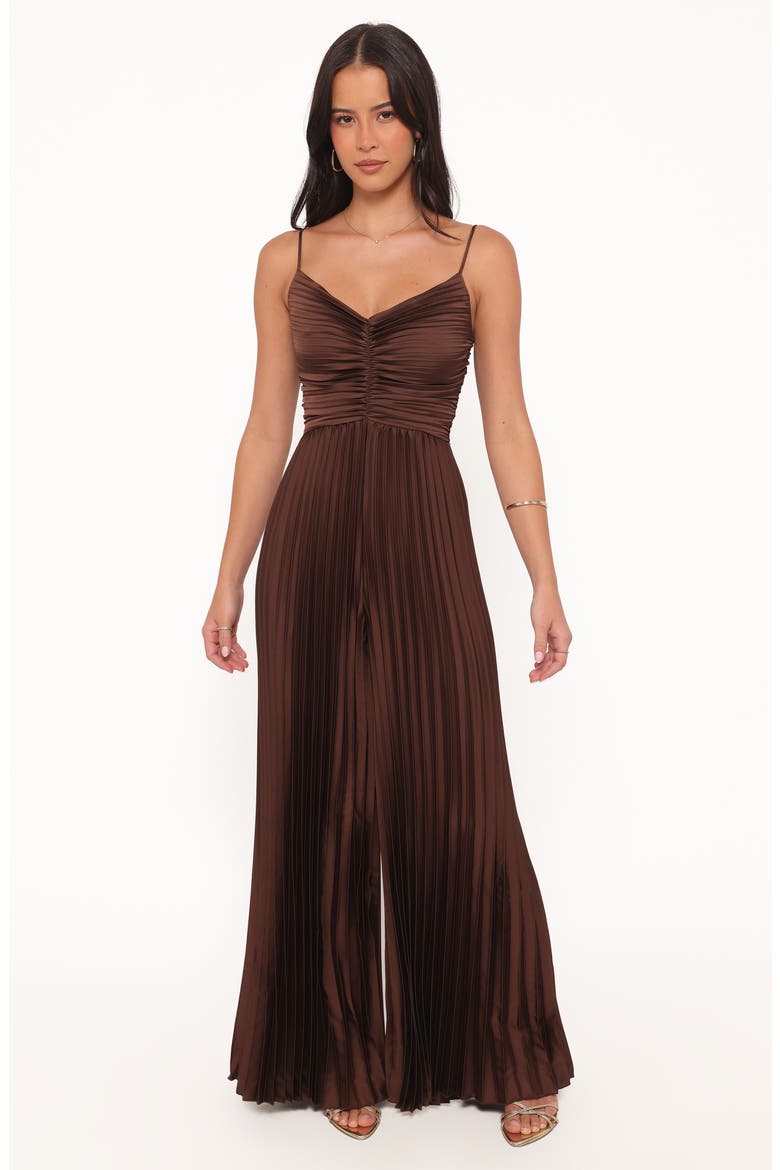 Angelique Pleated Jumpsuit, Alternate, color, CHOCOLATE BROWN
