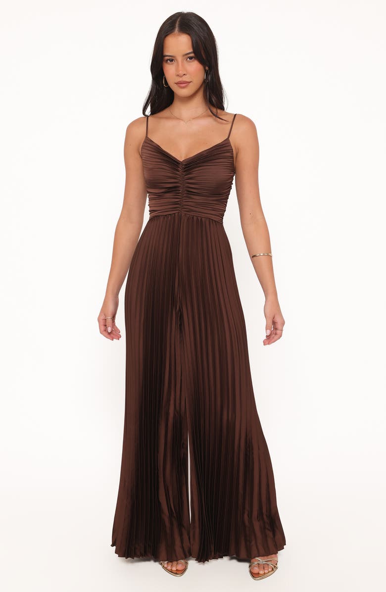 Petal & Pup Angelique Pleated Jumpsuit, Alternate, color, Chocolate Brown