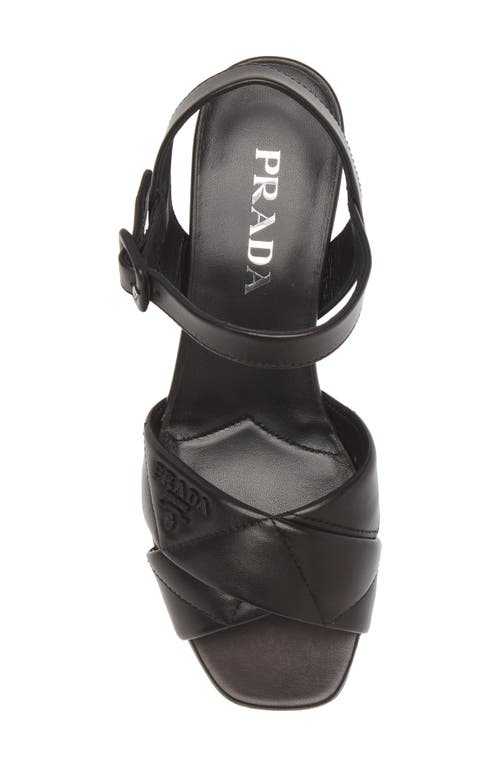 Prada Diagram Quilted Leather Platform Sandal In Black