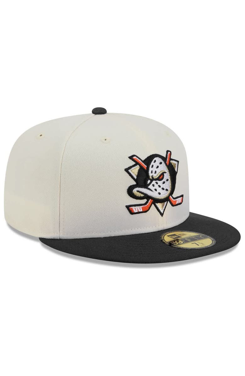 New Era Men's New Era  White Anaheim Ducks Chrome Two-Toned 59FIFTY Fitted Hat, Alternate, color, 