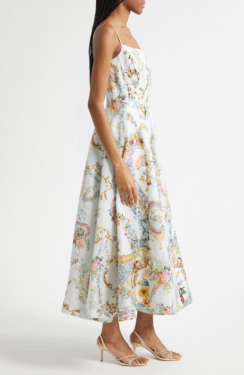 Camilla Seville Sweetheart Corset Linen & Silk Twill Fit & Flare Dress, Alternate, color, Seville Sweetheart