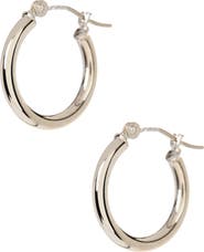 KARAT RUSH 14K White Gold 15mm Shiny Hoop Earrings