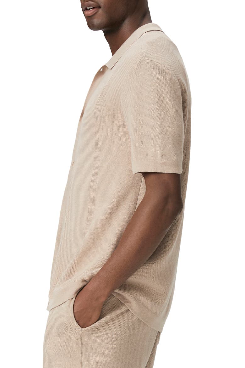 Mendez Short Sleeve Cotton & Linen Button-Up Sweater Shirt, Alternate, color, MOCHA CREAM