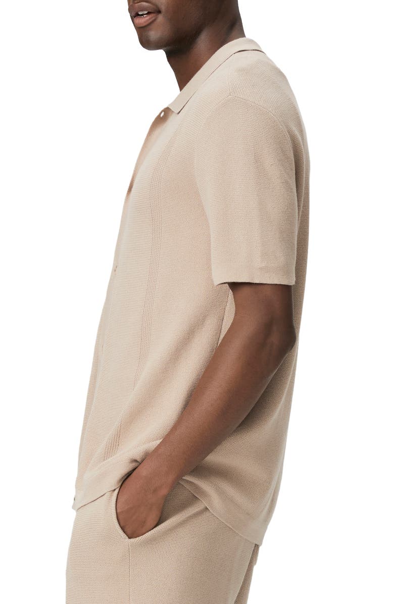 PAIGE Mendez Short Sleeve Cotton & Linen Button-Up Sweater Shirt, Alternate, color,