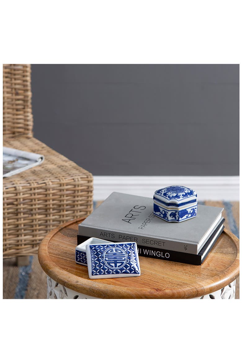 Set of 3 Porcelain Boxes, Alternate, color, BLUE
