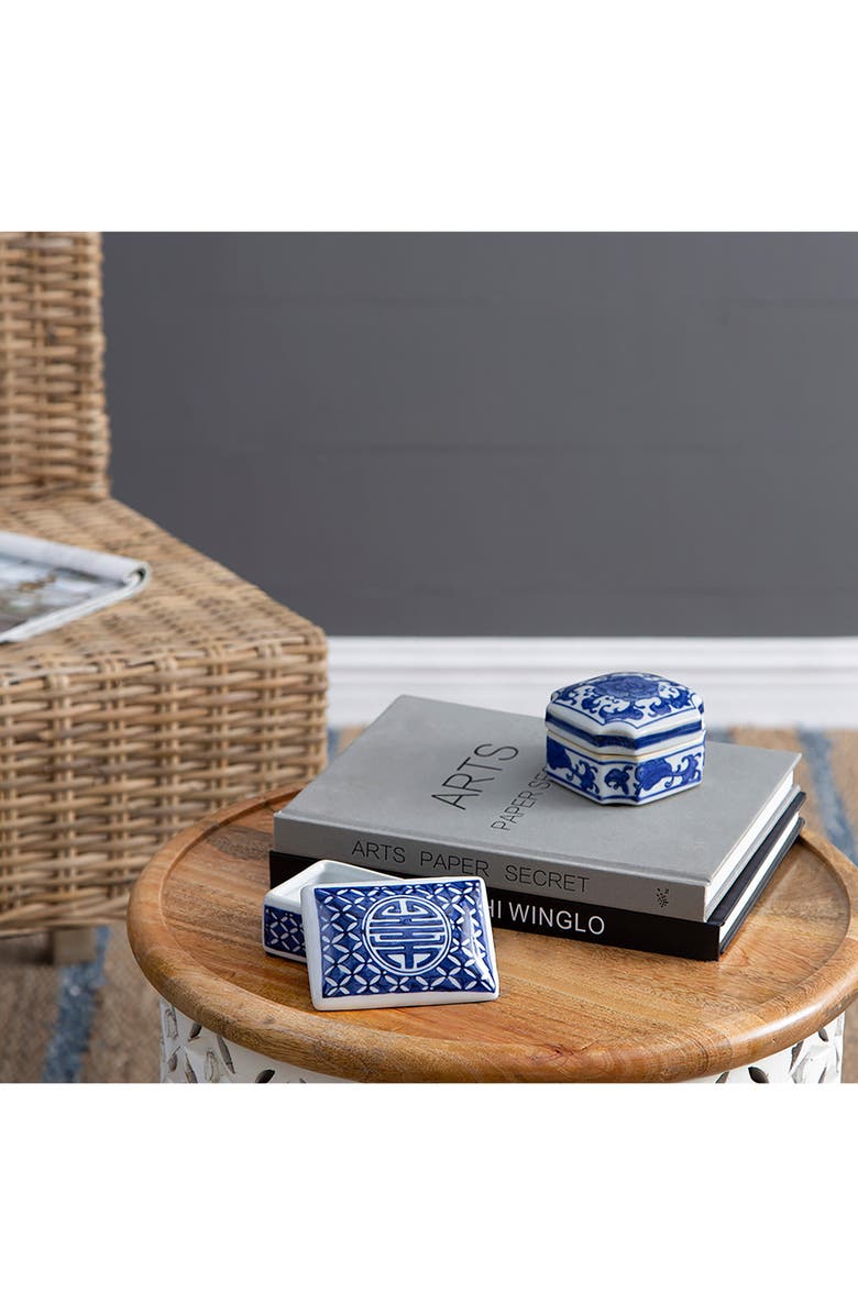 A & B Home Set of 3 Porcelain Boxes, Alternate, color, Blue