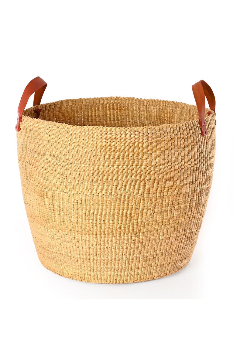 African Modern Set of Two Large Nesting Storage Baskets, Alternate, color, Chestnut