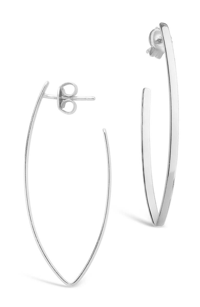 Sterling Forever Rhodium Plated V Hoop Earrings, Alternate, color, 