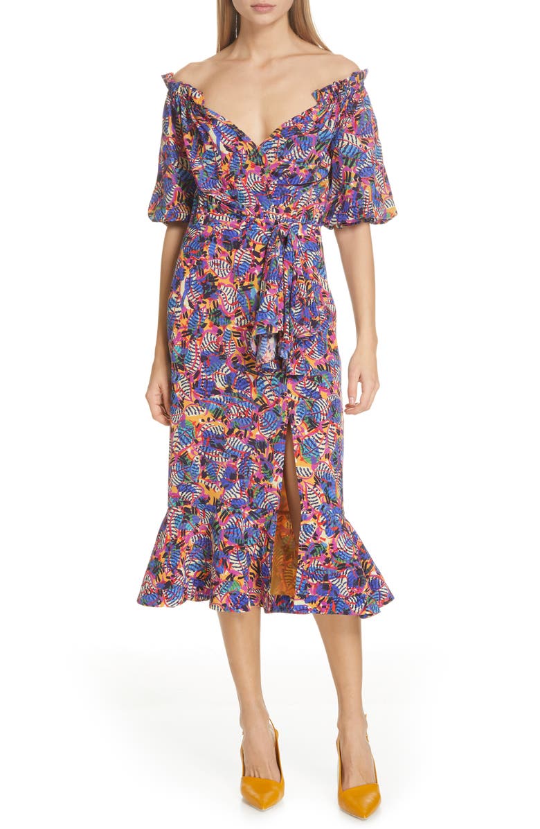 SALONI Olivia Silk Midi Dress, Main, color, 