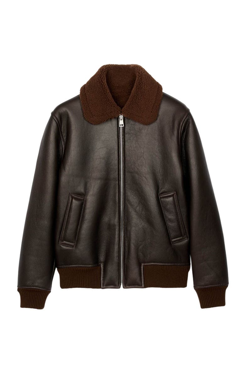 SANDRO Reversed leather jacket, Alternate, color, Chocolate