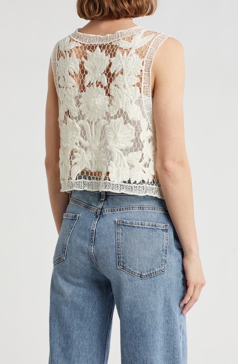 rag & bone Coralie Crochet Vest, Alternate, color, Ivory
