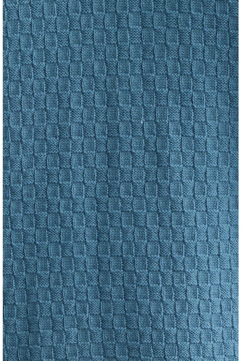 Navarro Textured Cotton Zip Polo, Alternate, color, AEGEAN BLUE