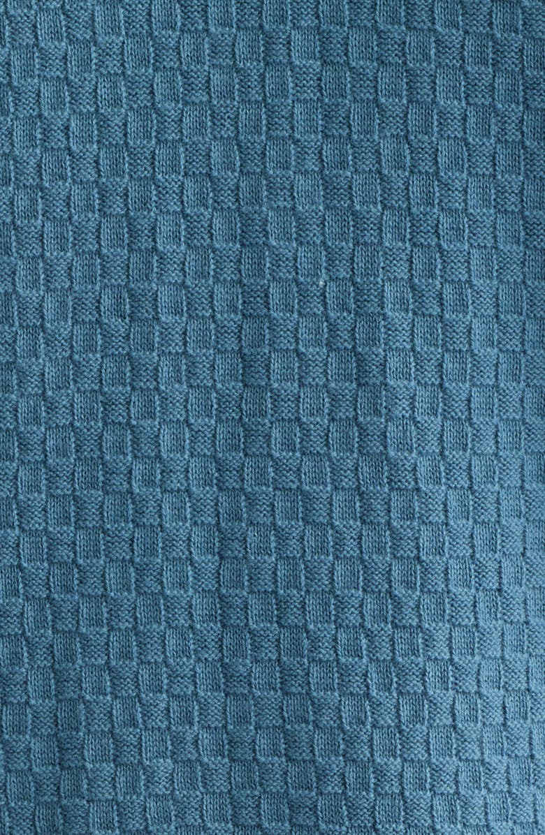 MALBON Navarro Textured Cotton Zip Polo, Alternate, color, Aegean Blue