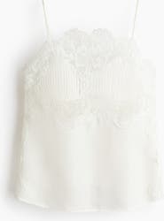 H&M Linen-blend Lace-detail Top