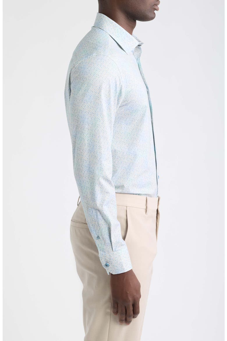 James OoohCotton® Abstract Print Button-Up Shirt, Alternate, color, HAZY BLUE