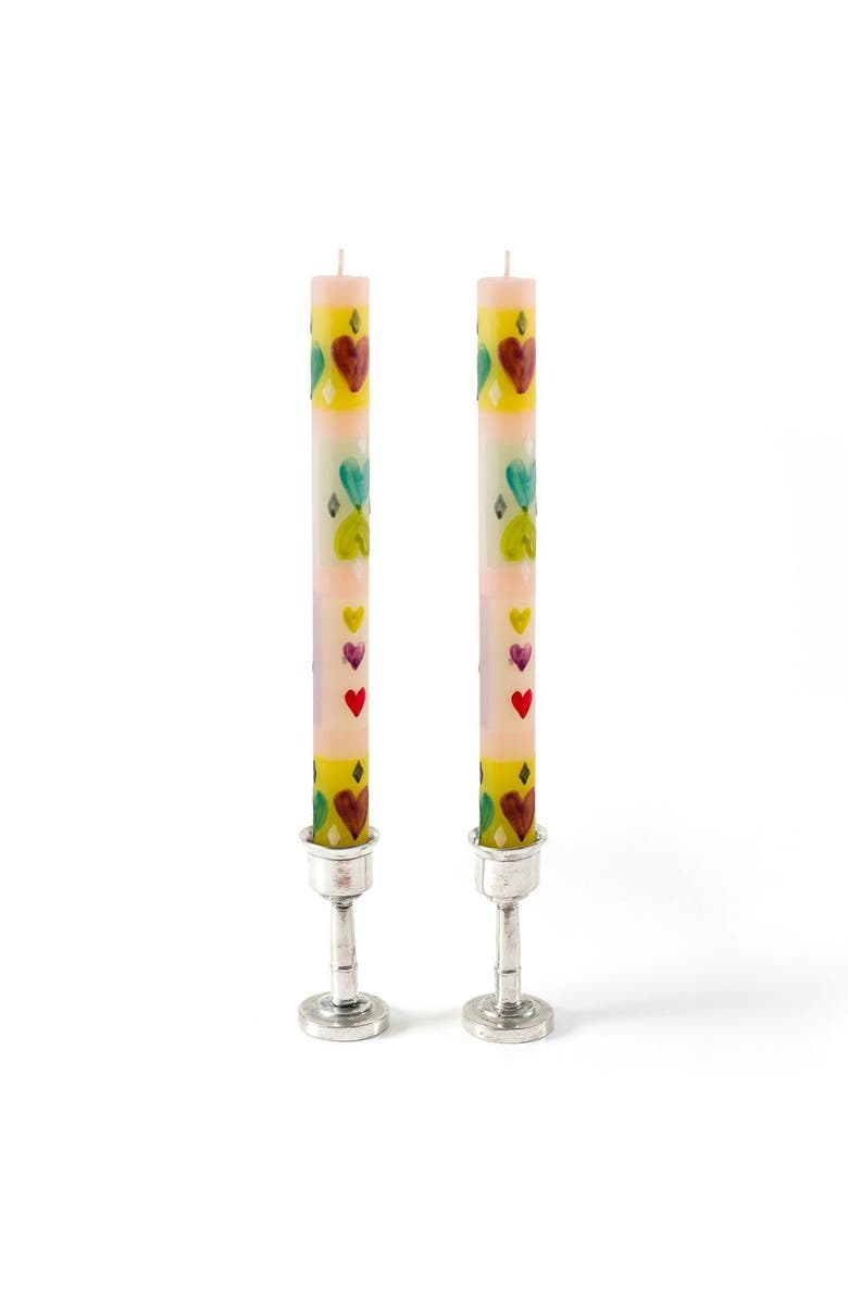 Thumbprint Artifacts Pastel Hearts Painted Candles - Set of 2, Main, color, Pastel Hearts - 9"