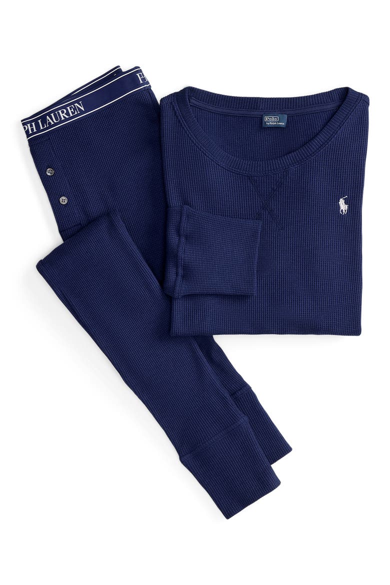 Stretch Organic Cotton & Modal Long Pajamas, Alternate, color, NAVY