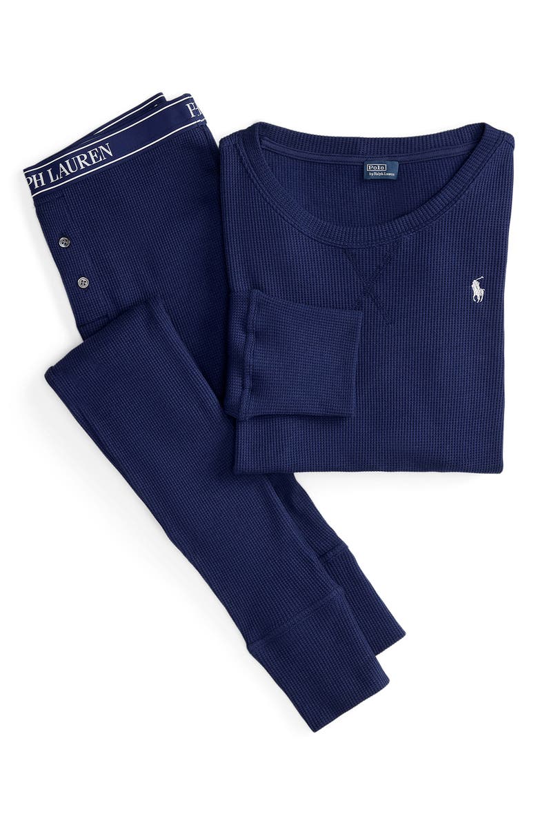 Polo Ralph Lauren Stretch Organic Cotton & Modal Long Pajamas, Alternate, color, Navy