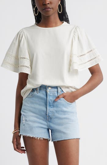 Treasure & Bond Mixed Media Top In White