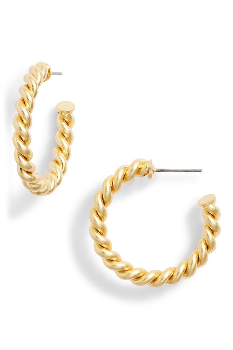 Puffed Rope Medium Hoop Earrings, Main, color, VINTAGE GOLD