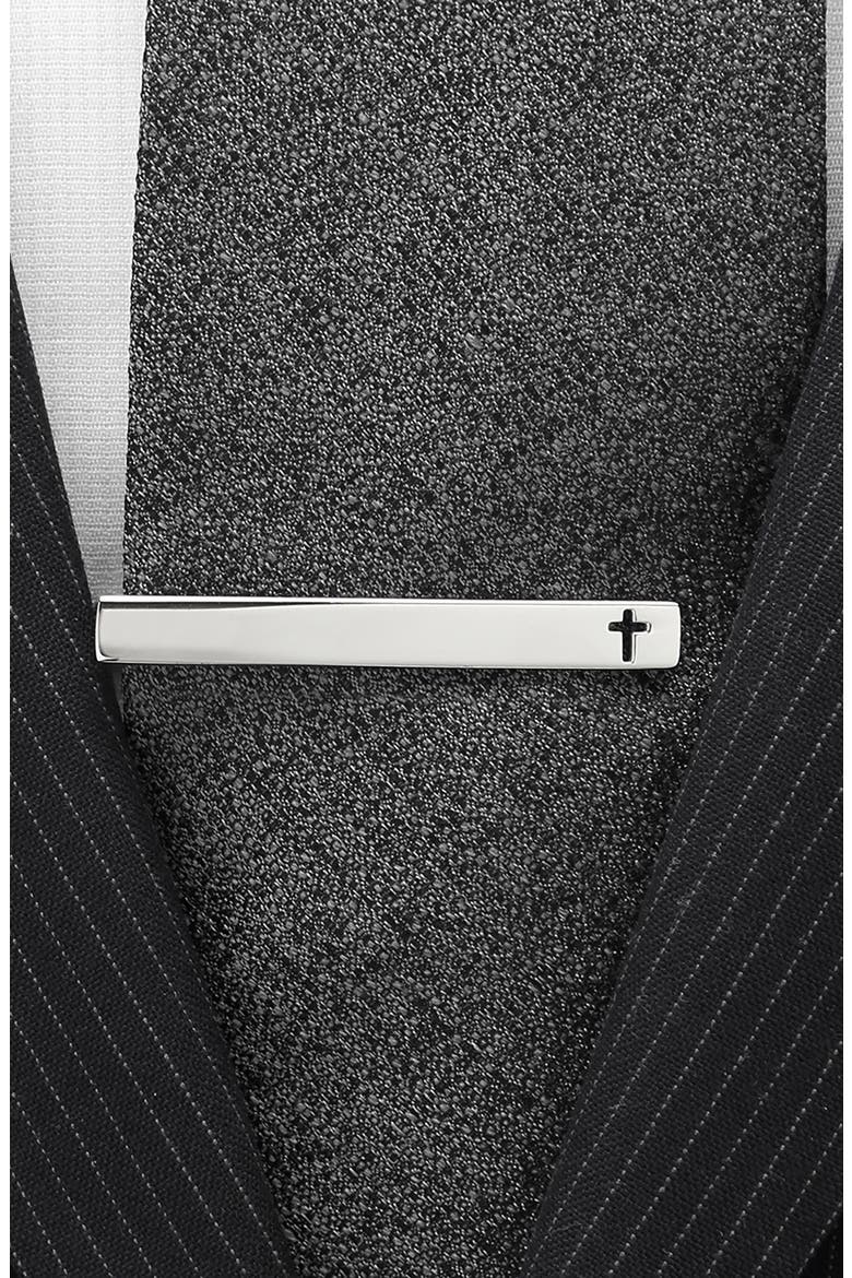 Cross Tie Clip, Alternate, color, SILVER