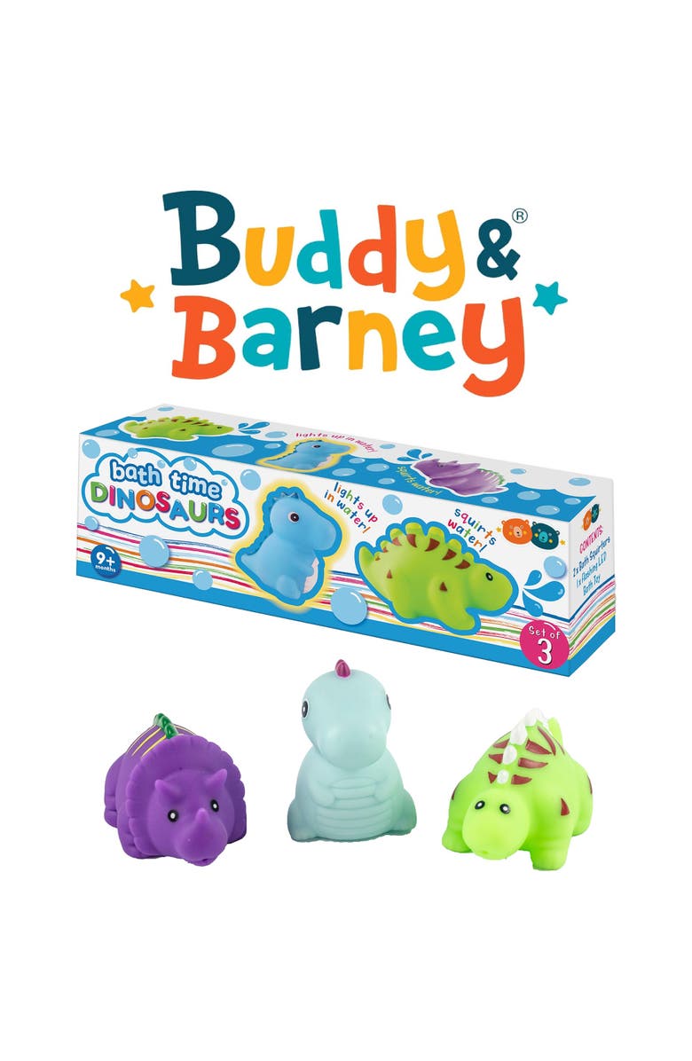 Buddy 
Barney Bath Time Dinosaurs, 3 Piece Sensory Toy Set, Toddlers and Kid 9mo+, Alternate, color, Multicolored