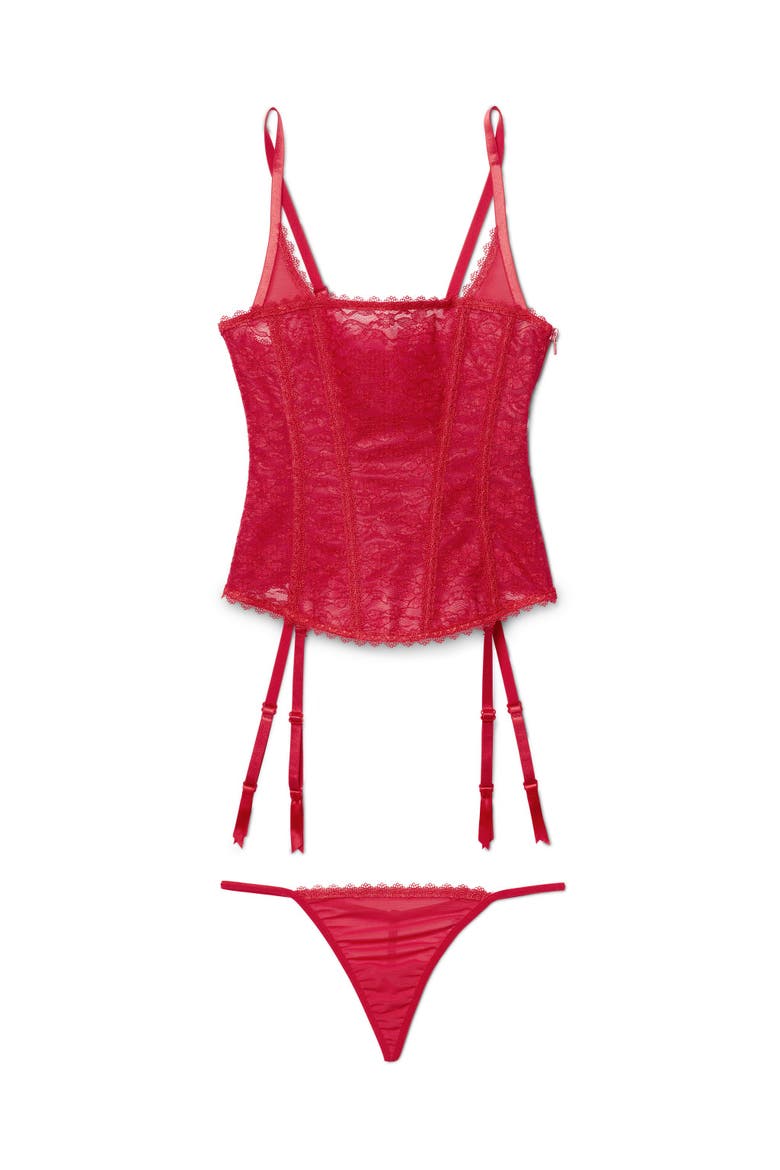 Vira Corset & G-String Set, Alternate, color, Dark red