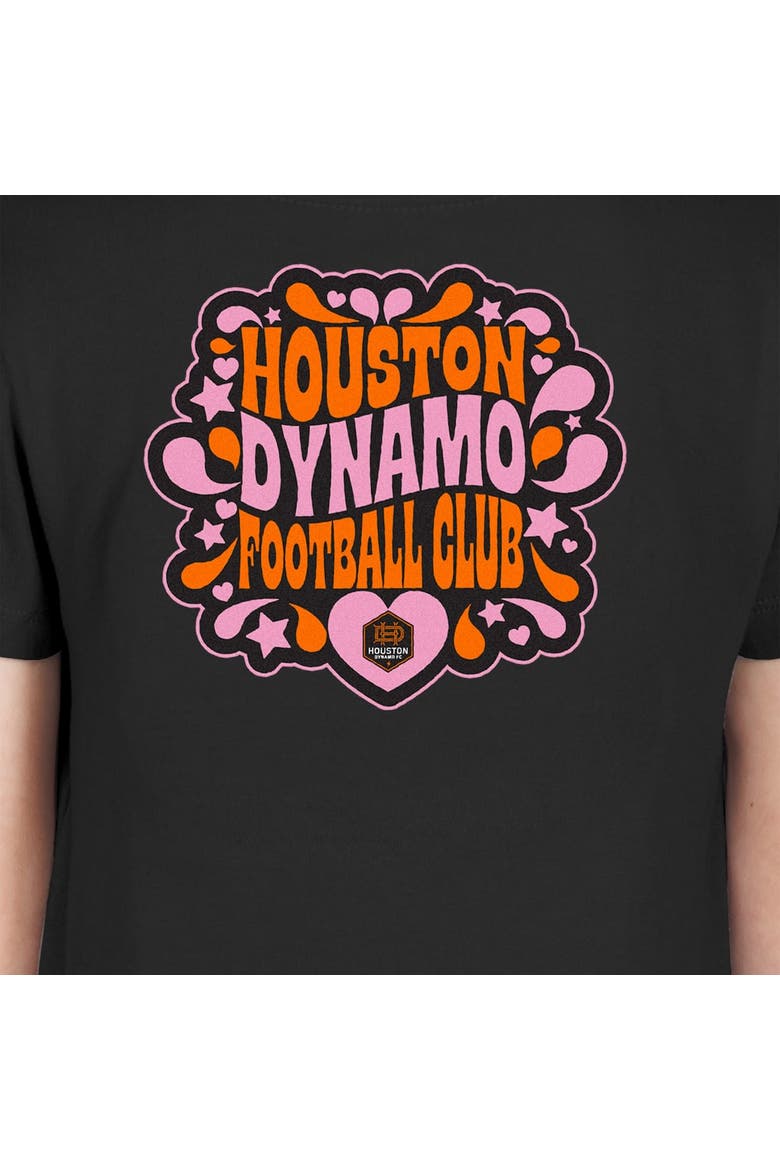 Girls Youth New Era Black Houston Dynamo FC Bubble Heart T-Shirt, Alternate, color, Black
