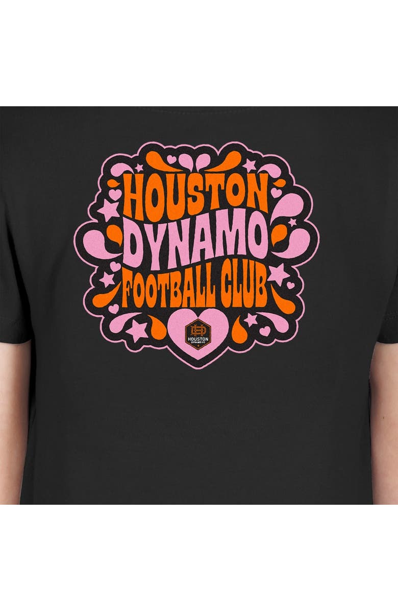 New Era Girls Youth New Era Black Houston Dynamo FC Bubble Heart T-Shirt, Alternate, color, Black