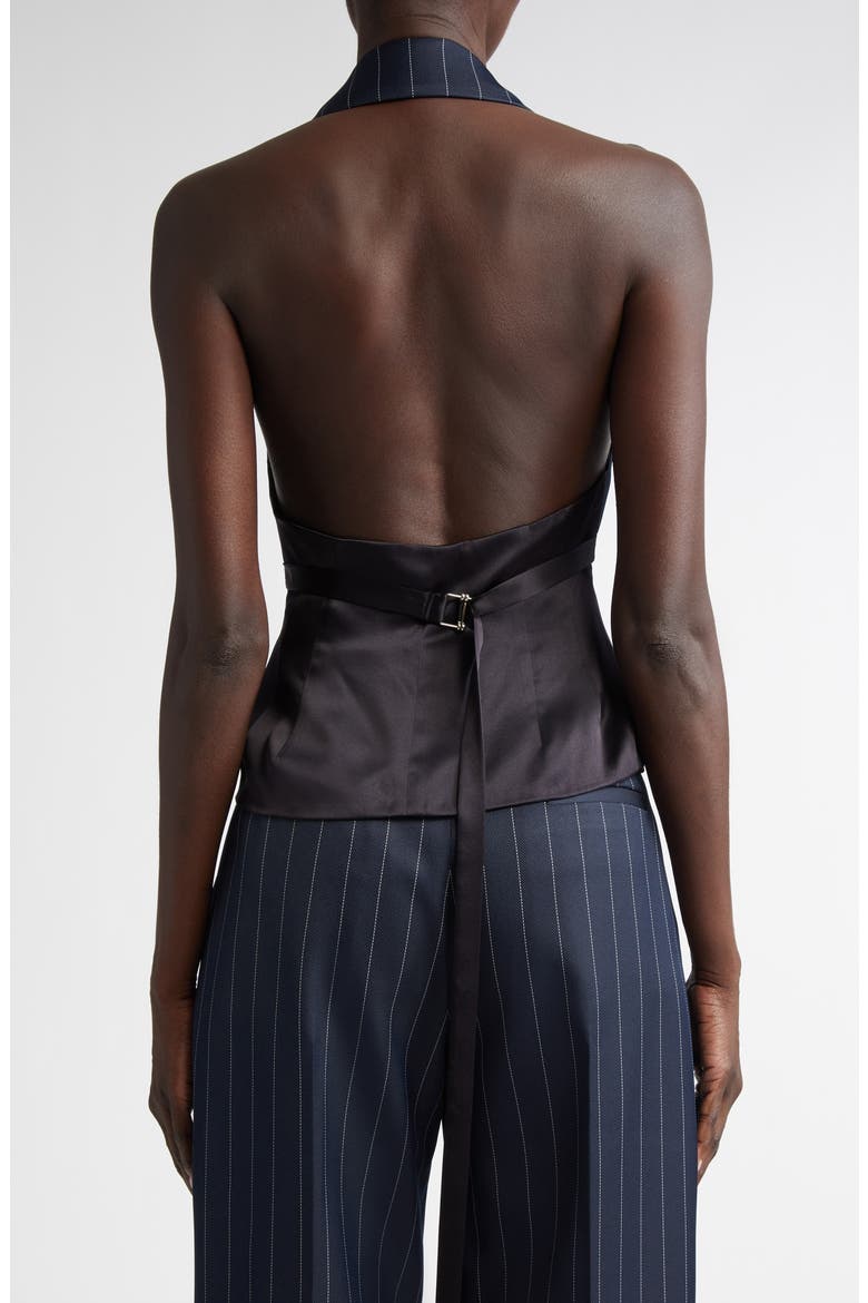 Pinstripe Tailored Halter Vest, Alternate, color, NAVY