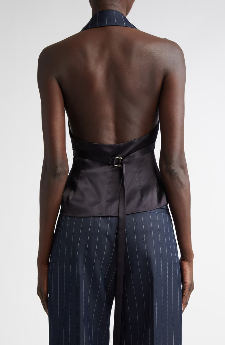 LaQuan Smith Pinstripe Tailored Halter Vest, Alternate, color, 