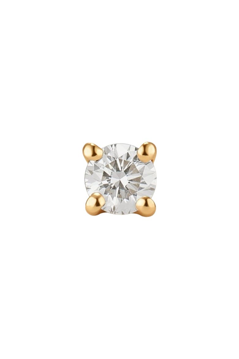 14k Diamond Prong-Set Stud Earring (Flat Back) - Single, Alternate, color, 14k Solid Gold