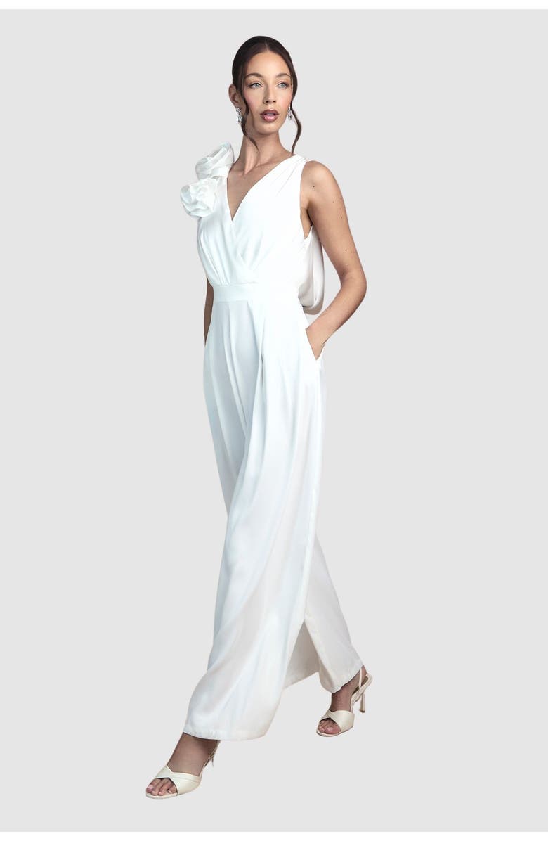 Coast Corsage Cowl Back Bridal Jumpsuit, Main, color, Ivory