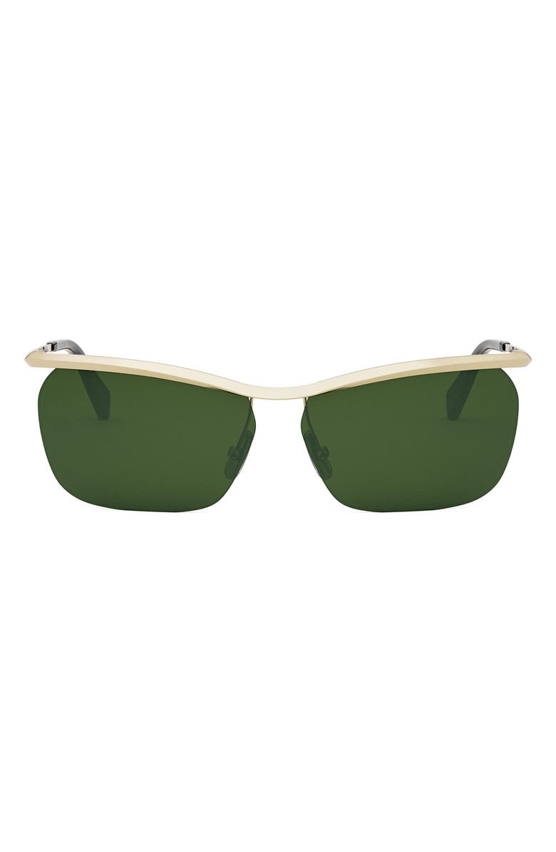 CELINE 62mm Oversize Geometric Sunglasses, Main, color, Shiny Endura Gold / Green