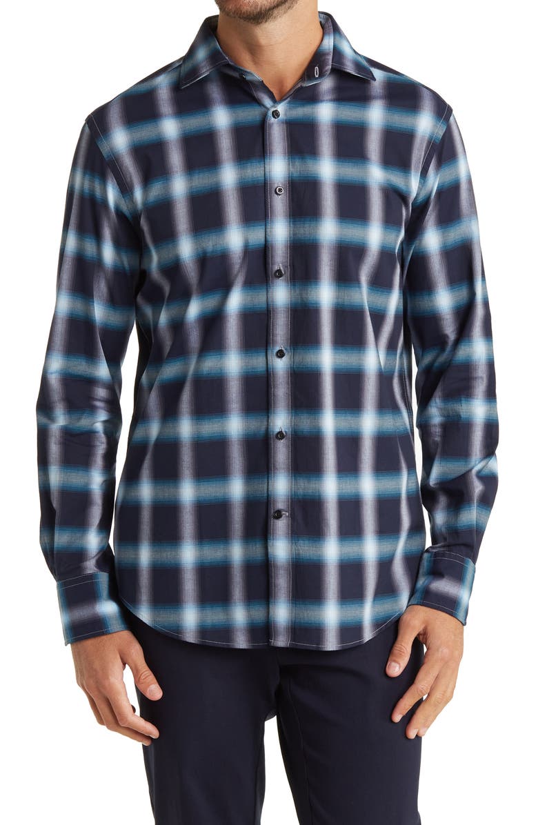 Thomas Dean Plaid Dress Shirt, Main, color, 