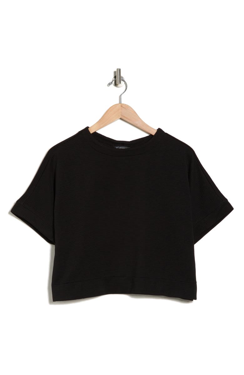 Adrianna Papell Back Button Ottoman Rib Knit Top, Alternate, color, Black