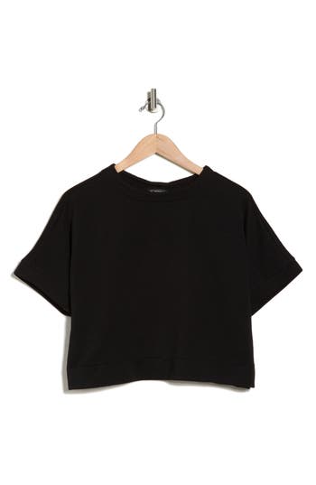 Adrianna Papell Back Button Ottoman Rib Knit Top In Black